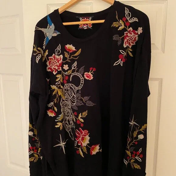 Johnny Was Embroidered Sweatshirt - Picture 1 of 6